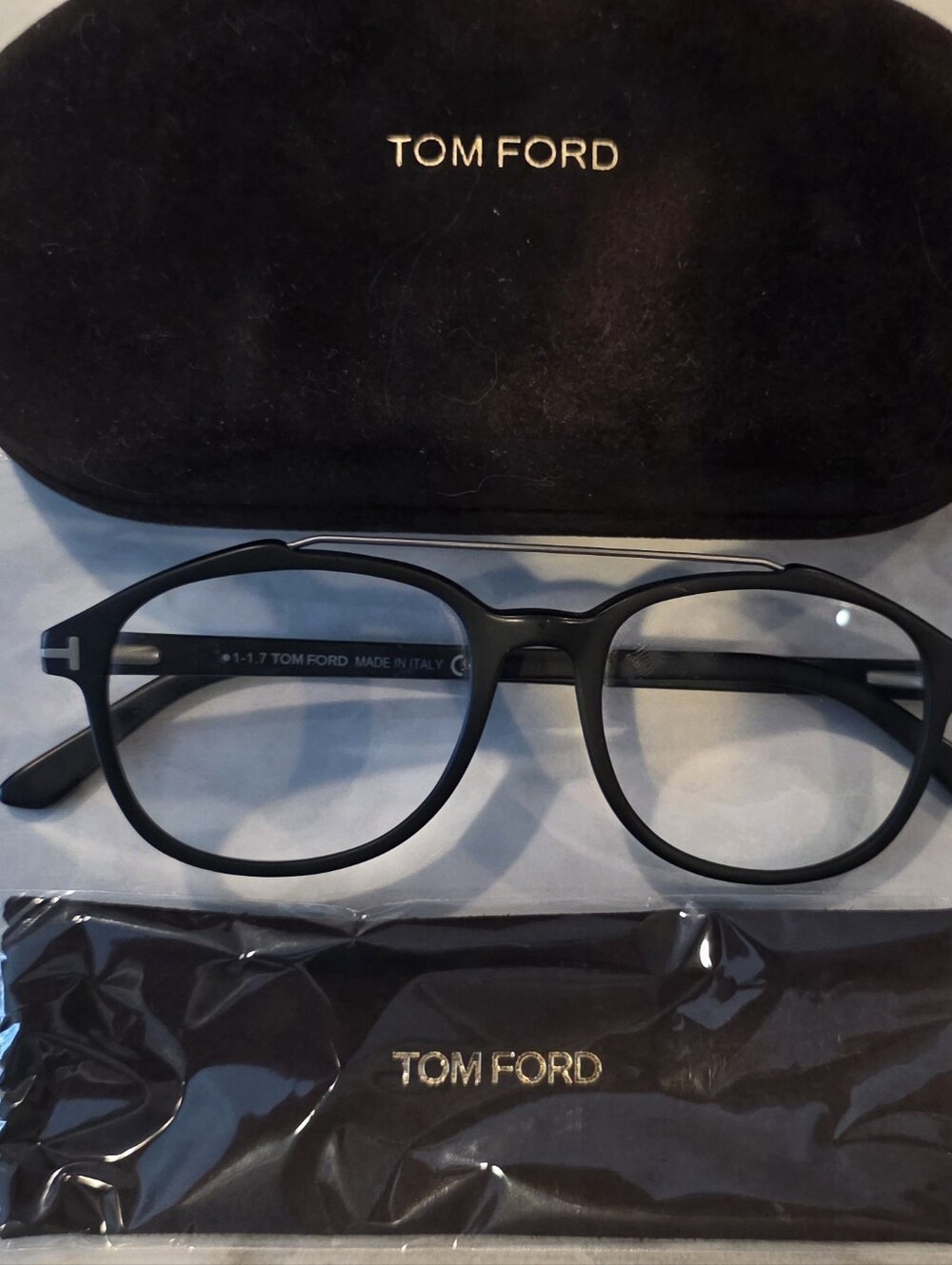 Tom Ford Black Men’s Glasses with Subtle Silver Accents